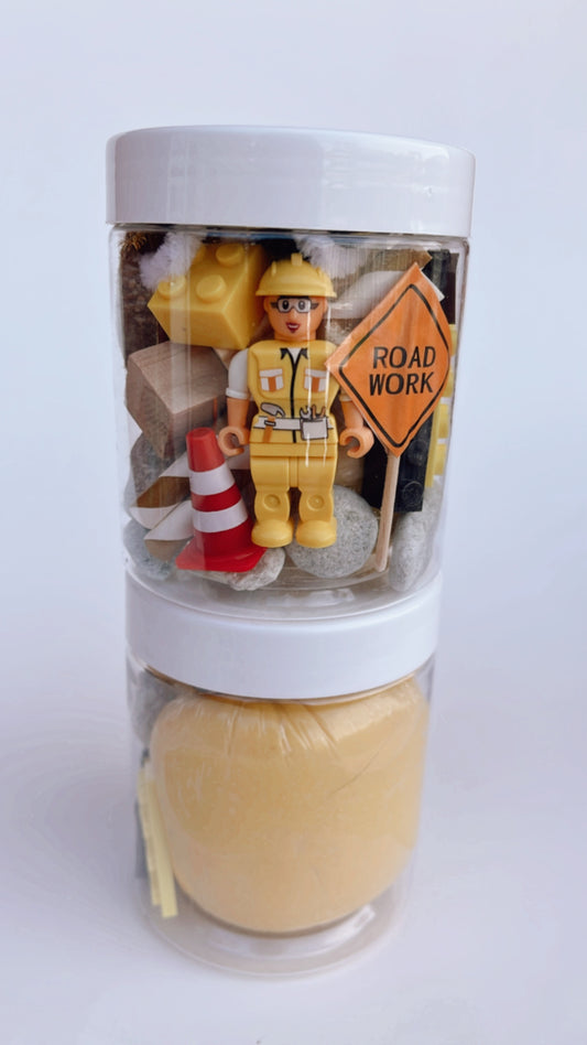 Construction Playdough To Go Jar